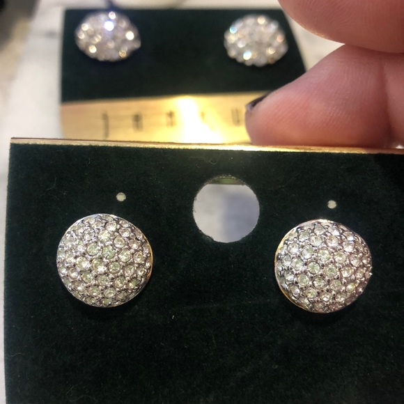 Micro Pavé Crystal Domed Button Earrings-NWT-Boutique - Picture 1 of 4